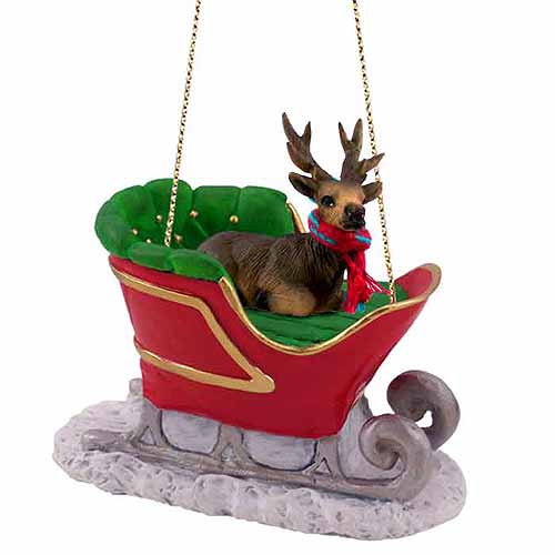 Elk Sleigh Ride Christmas Ornament Bull