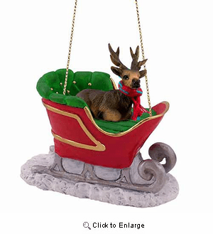 Elk Sleigh Ride Christmas Ornament Bull