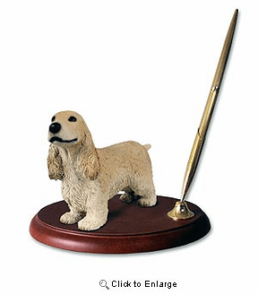 English Cocker Spaniel Pen Holder (Blonde)