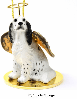 English Setter Angel Ornament Belton Blue