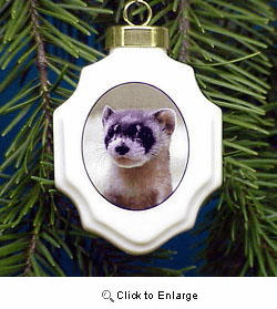 Ferret Christmas Ornament Porcelain