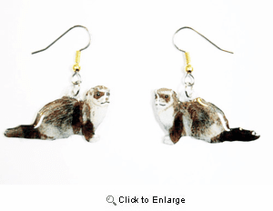 Ferret Earrings Hand Painted Acrylic