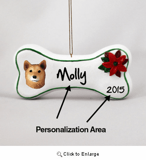 Finnish Spitz Personalized Dog Bone Christmas Ornament