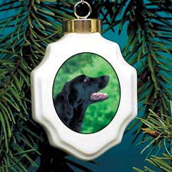 Flat Coated Retriever Christmas Ornament Porcelain