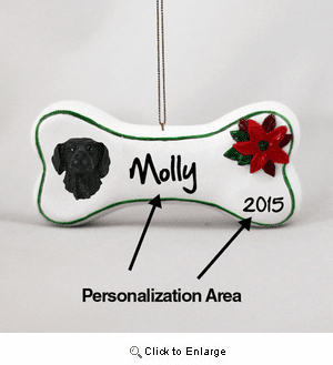 Flat-Coated Retriever Personalized Dog Bone Christmas Ornament