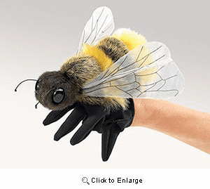 Folkmanis Honey Bee Hand Puppet Plush 5"