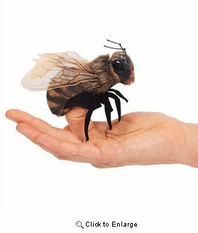 Folkmanis Mini Bee Finger Puppet Plush 3"