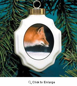 Fox Christmas Ornament Porcelain