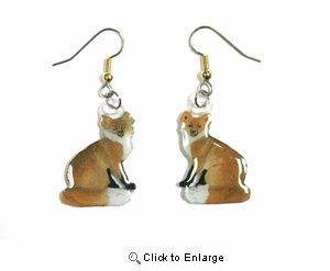 Fox Earrings Red Hand Painted Acrylic