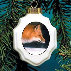 Fox Christmas Ornament Porcelain