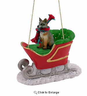 Fox Sleigh Ride Christmas Ornament Gray