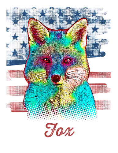 Fox T Shirt American Flag