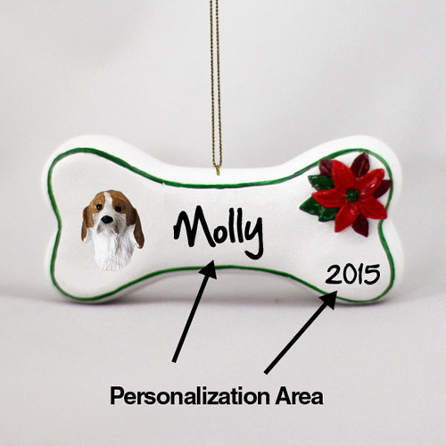 Foxhound Personalized Dog Bone Christmas Ornament