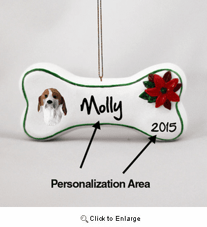 Foxhound Personalized Dog Bone Christmas Ornament