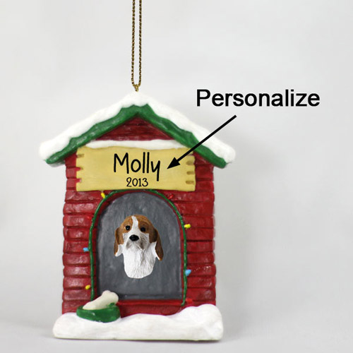 Foxhound Personalized Dog House Christmas Ornament
