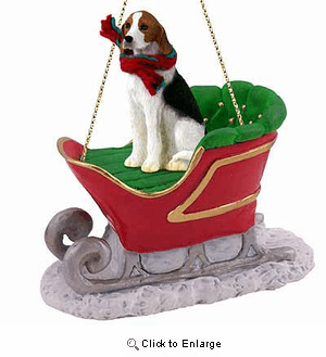 Foxhound Sleigh Ride Christmas Ornament