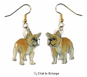 French Bulldog Earrings Fawn Hand Painted Acrylic