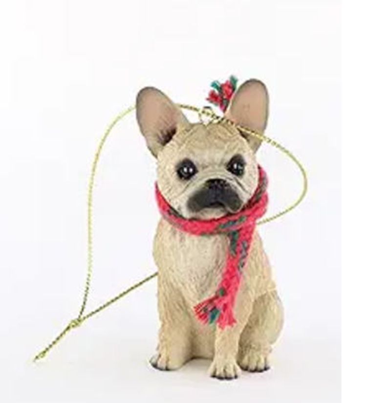 French Bulldog with Scarf Christmas (Large) Ornament  2.25