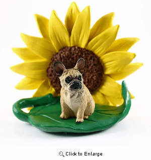 French Bulldog Fawn Sunflower Figurine