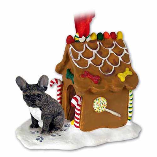 French Bulldog Gingerbread House Christmas Ornament