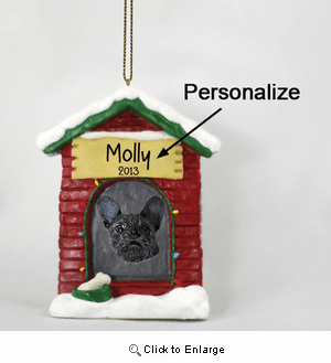 French Bulldog Personalized Dog House Christmas Ornament