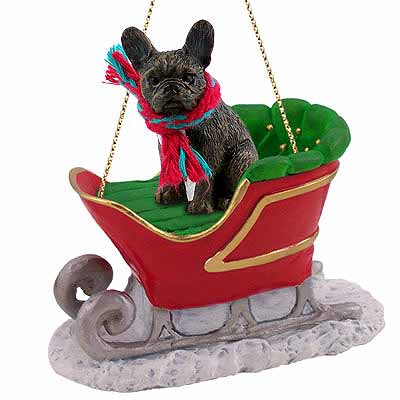 French Bulldog Sleigh Ride Christmas Ornament