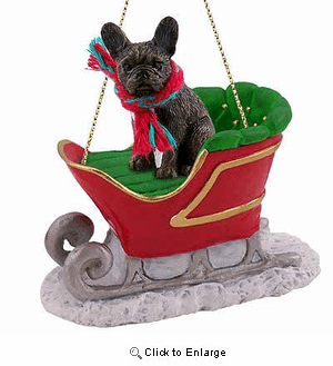 French Bulldog Sleigh Ride Christmas Ornament