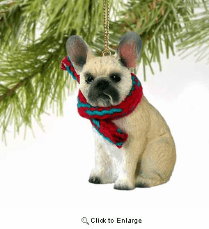 French Bulldog (Tiny One) Christmas Ornament Fawn 2"