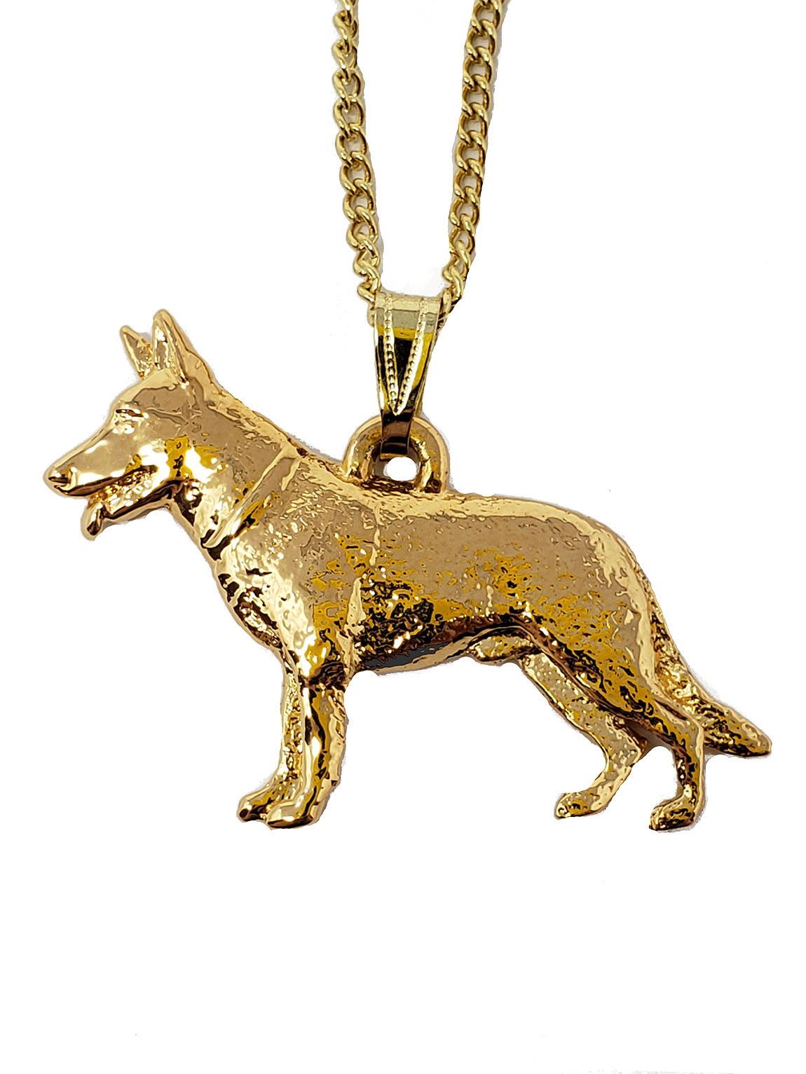 German Shepherd 24K Gold Plated Pendant with Necklace