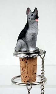 German Shepherd Bottle Stopper (Silver & Black)