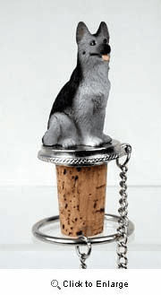 German Shepherd Bottle Stopper (Silver & Black)