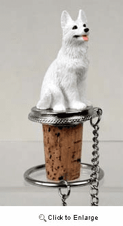 German Shepherd Bottle Stopper (White)