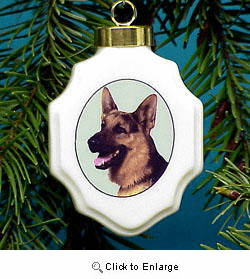 German Shepherd Christmas Ornament Porcelain