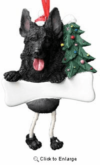 German Shepherd Christmas Tree Ornament - Personalize (Black)