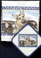 German Shepherd Dish Towel & Potholder