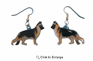 German Shepherd Earrings Tan & Black Hand Painted Acrylic