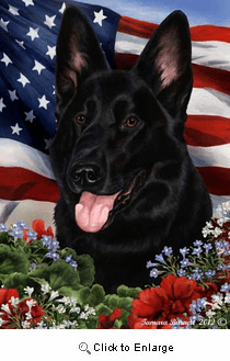 German Shepherd House Flag Black