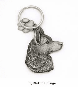 German Shepherd Keychain Pewter