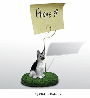 German Shepherd Note Holder (Silver & Black)