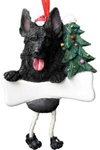 German Shepherd Christmas Tree Ornament - Personalize (Black)