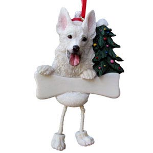 German Shepherd Christmas Tree Ornament - Personalize (White)