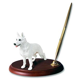 German Shepherd Pen Holder (White)