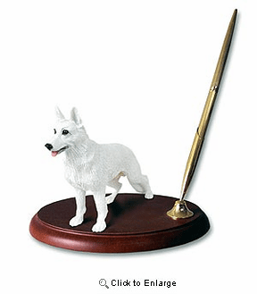 German Shepherd Pen Holder (White)