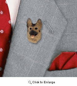 German Shepherd Pin Hand Painted Resin