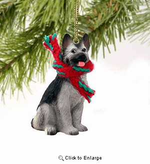 German Shepherd Tiny One Christmas Ornament Black-Silver