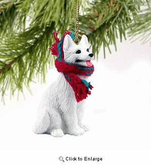 German Shepherd Tiny One Christmas Ornament White