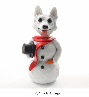 German Shepherd White Snowman Christmas Decoration