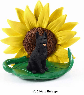 German Shephers Black Sunflower Figurine