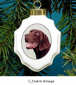 German Shorthair Pointer Christmas Ornament Porcelain