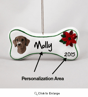 German Shorthaired Pointer Personalized Dog Bone Christmas Ornament